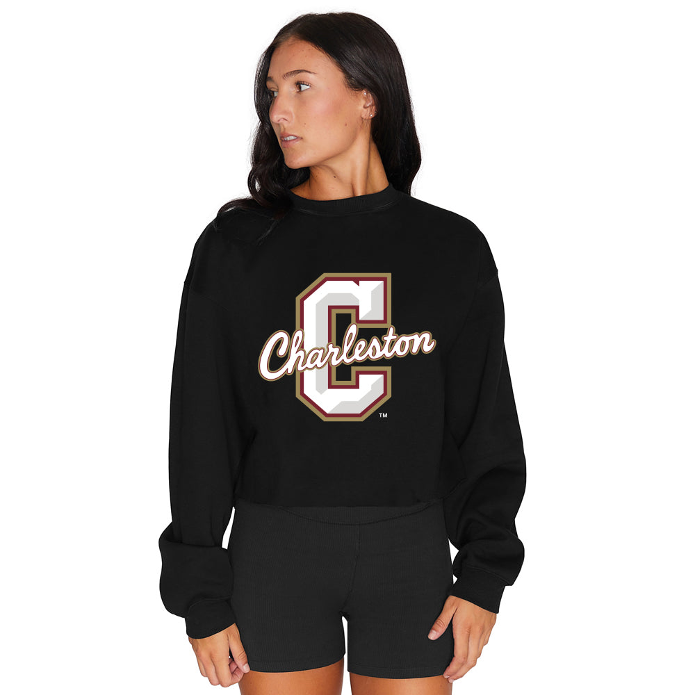 College of Charleston Black Womens Crewneck Officially Licensed