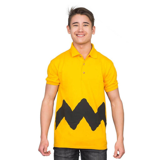 Charlie Brown Polo Button Up Costume T Shirt Yellow
