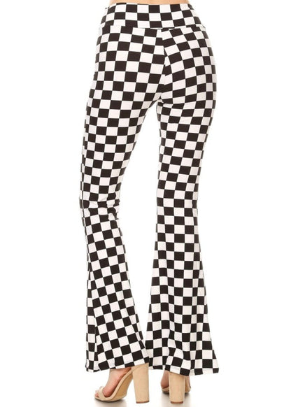 Checkered Bell Bottom Pants Plaid Flare Pants