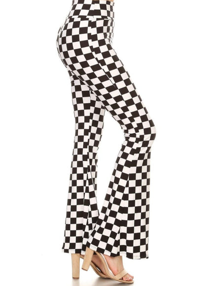 Checkered Bell Bottom Pants Plaid Flare Pants