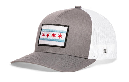 Chicago Flag Trucker Hat  |  Black City Snapback
