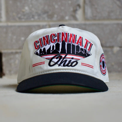 Cincinnati Snapback Hat - The Charlie Hustle (Cream/Black)