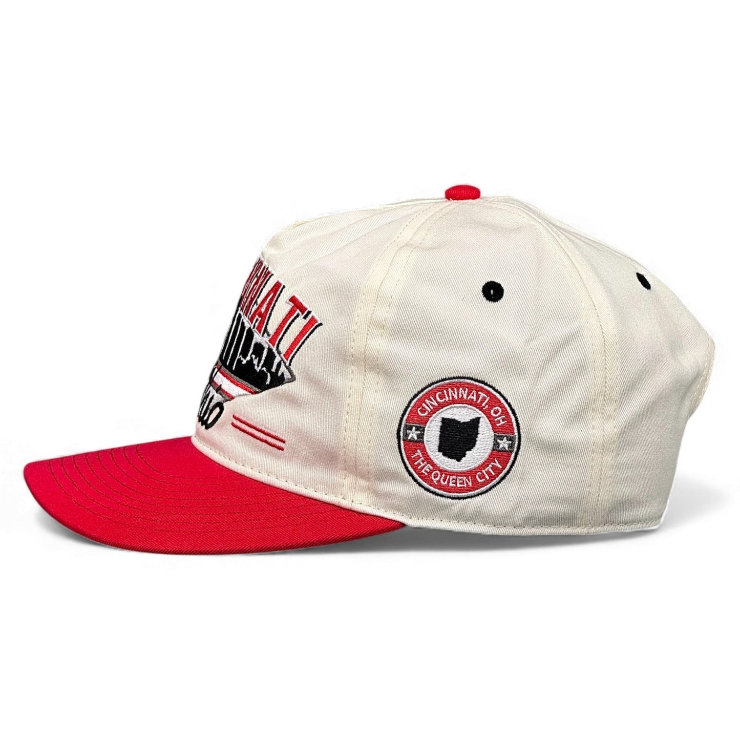 Cincinnati Snapback Hat - The Charlie Hustle (Cream/Red)
