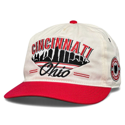 Cincinnati Snapback Hat - The Charlie Hustle (Cream/Red)