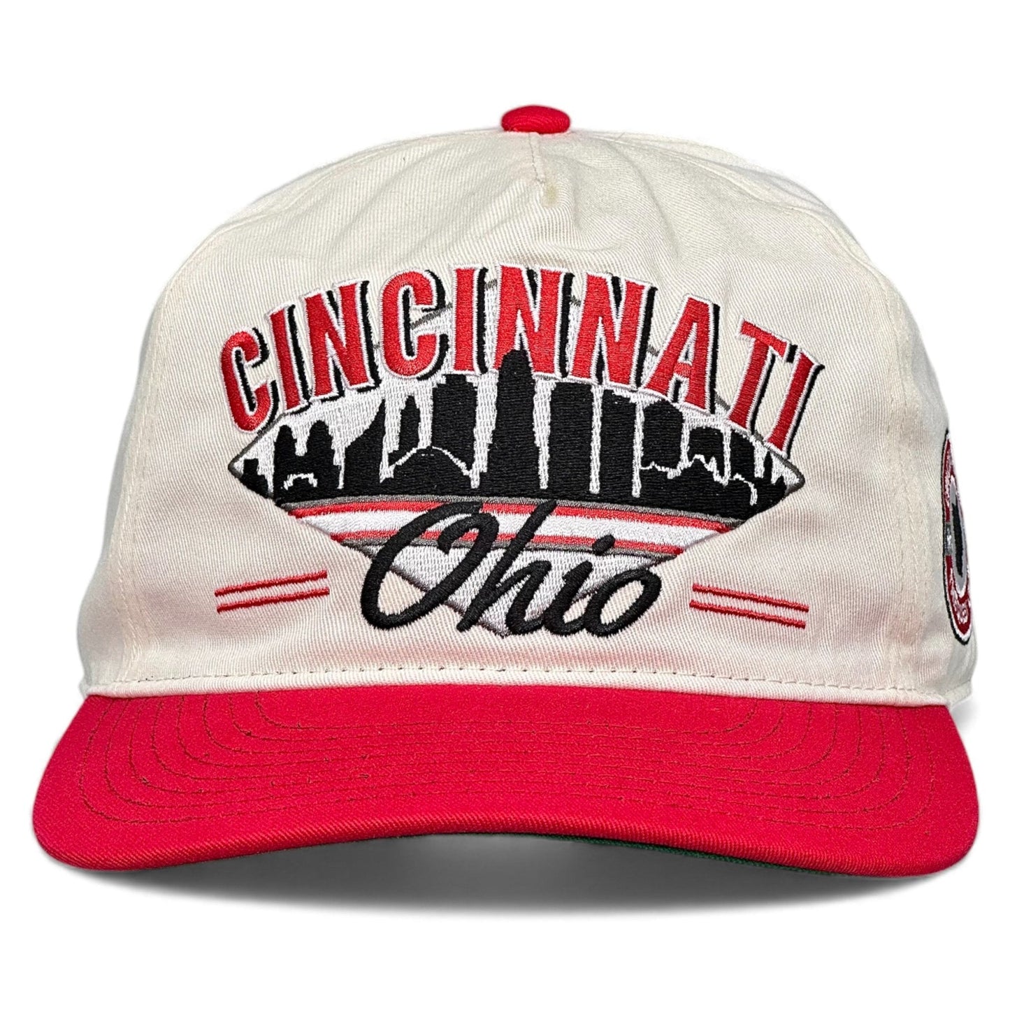 Cincinnati Snapback Hat - The Charlie Hustle (Cream/Red)