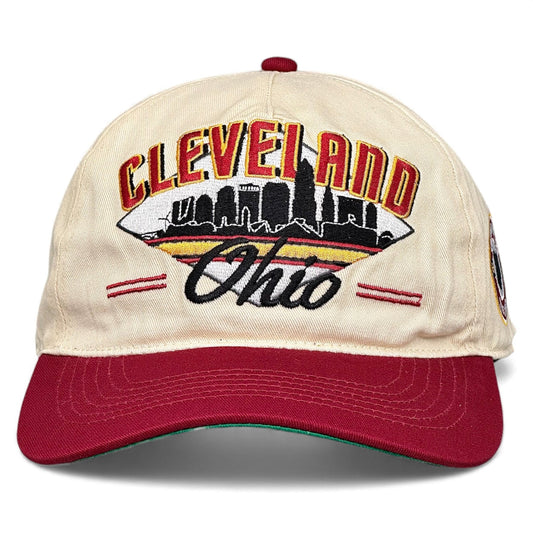 Cleveland Snapback Hat - The Bron (Cream/Crimson)