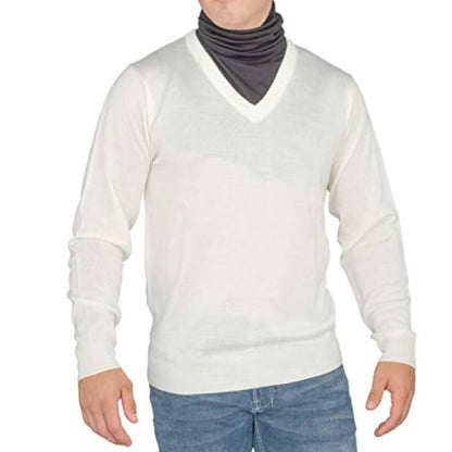 Crazy Cousin White V-Neck Sweater with Black Dickey