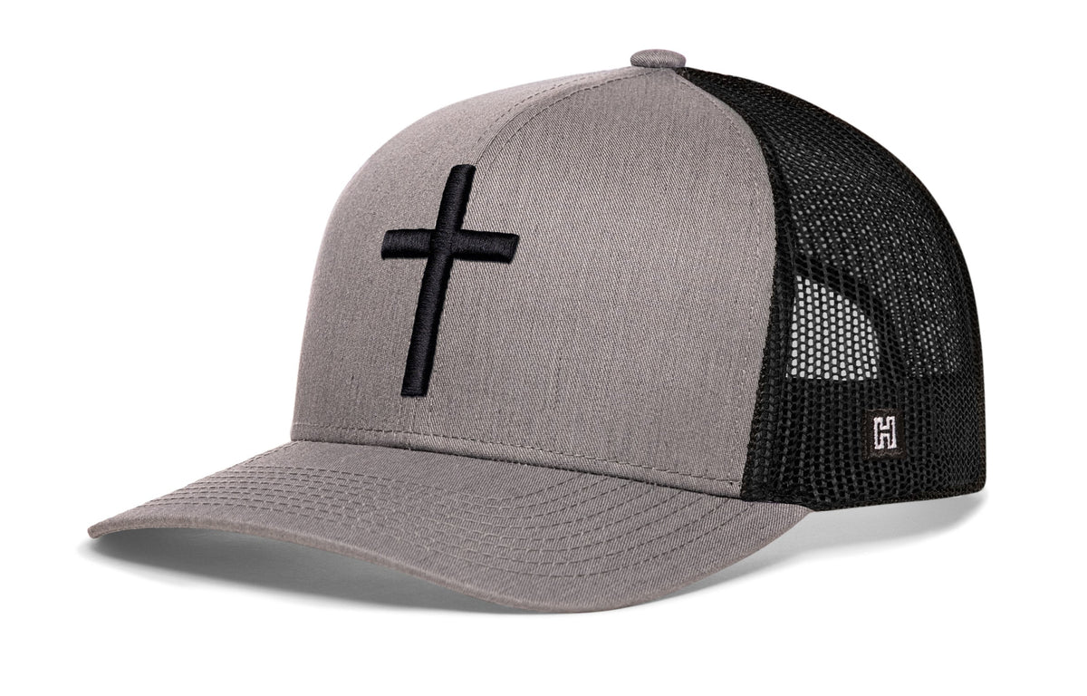 Cross Trucker Hat  |  Black bold cross Snapback