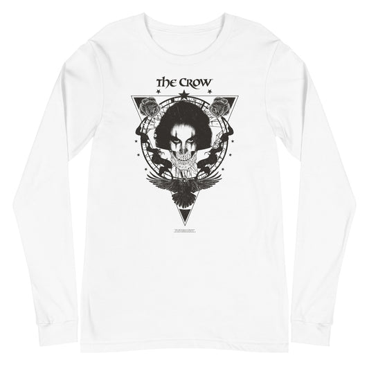 The Crow Badge Emblem Mens Long Sleeve Shirt White