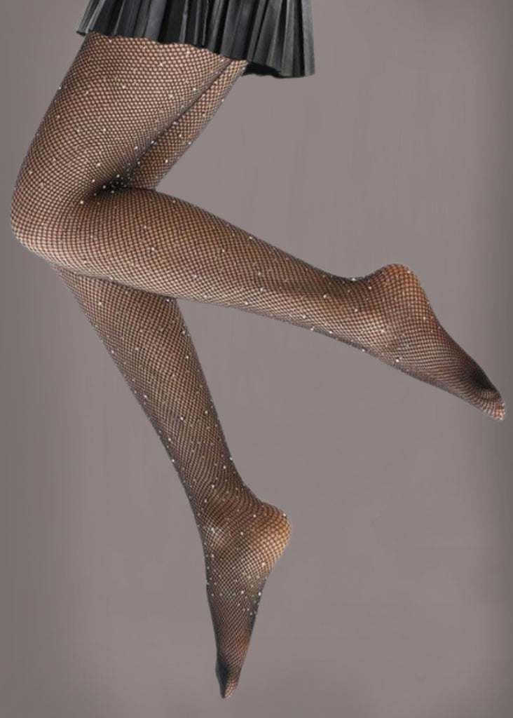 Crystal Black Fishnet Tights