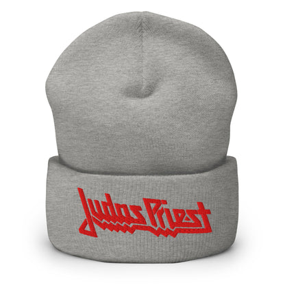 Judas Priest Embroidered Logo Beanie Hat Grey Officially Licensed