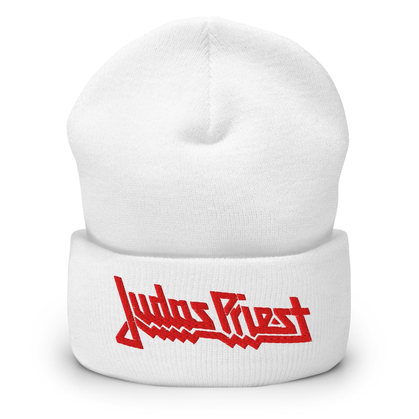 Judas Priest Embroidered Logo Beanie Hat White Officially Licensed