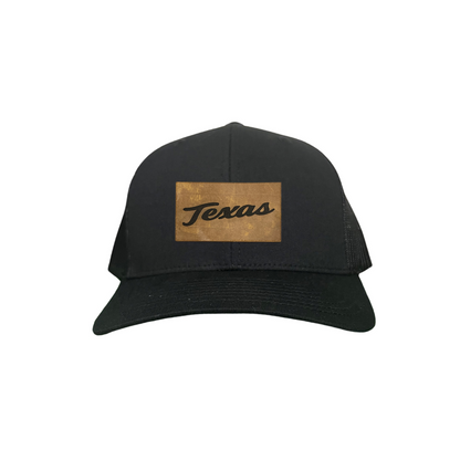 Texas Longhorns Texas Script Leather Rectangle / 238 / Hats / UT9287 / MM Hat