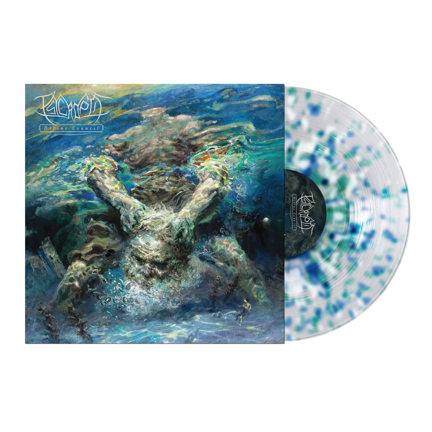 Psycroptic - Divine Council on Clear w/ Blue, Sea Green & White Splatter Vinyl Record