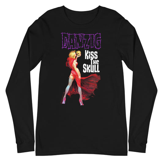 Danzig Kiss The Skull Mens Long Sleeve T Shirt Black