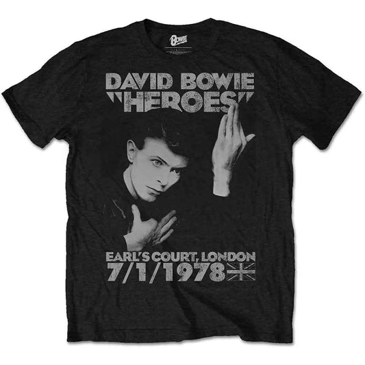 David Bowie Heroes Earls Court Mens T Shirt Black Officially Licensed