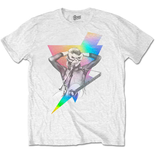 David Bowie Holographic Bolt T Shirt White Officially Licensed