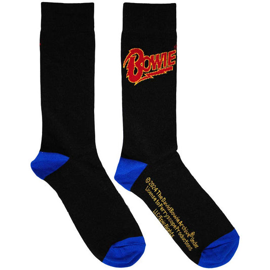 David Bowie Logo Blue Contrast Socks Black Officially Licensed