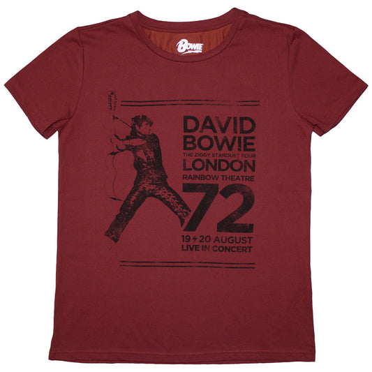 David Bowie Rainbow Theatre Womens T Shirt Red