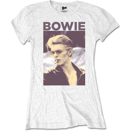 David Bowie Smoking Officially Licensed Womens T Shirt White