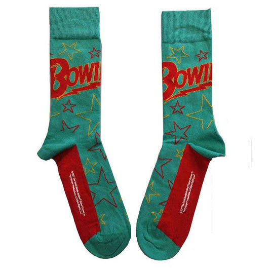 David Bowie Stars Outline Socks Green Officially Licensed