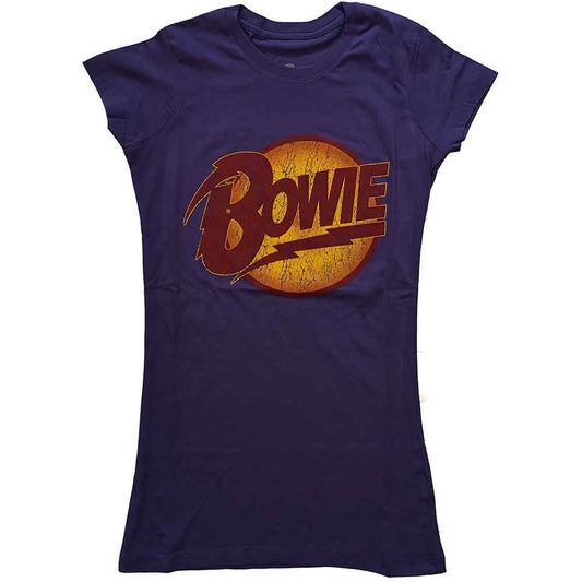 David Bowie Vintage Diamond Dogs Logo Officially Licensed Womens T Shirt Purple