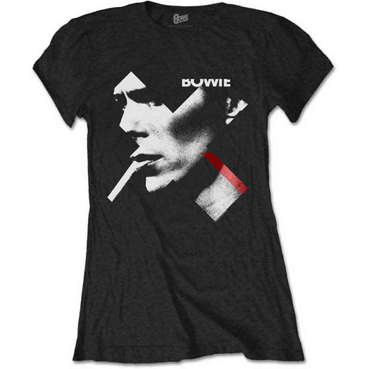 David Bowie X Smoke Red Officially Licensed Womens T Shirt Black