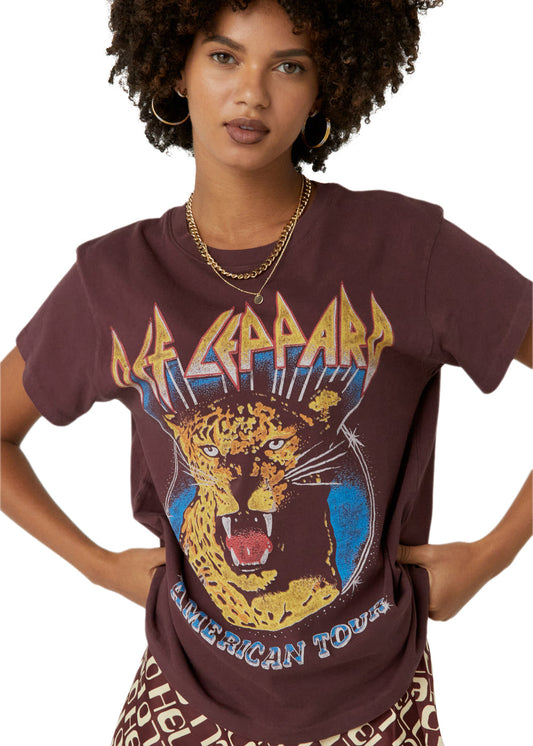 Def Leppard American Tour Womens Tee Shirt by Daydreamer LA Brown