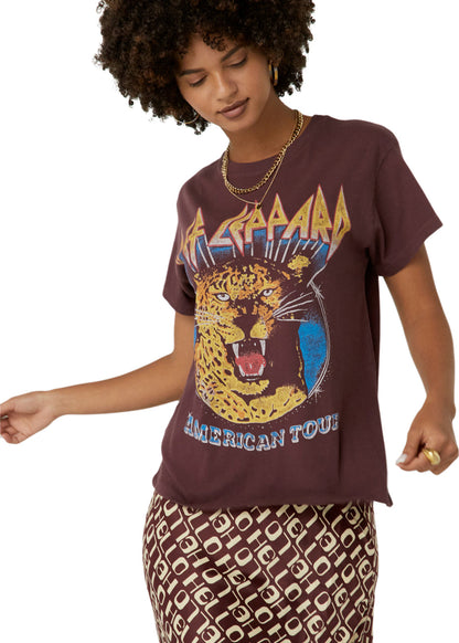 Def Leppard American Tour Womens Tee Shirt by Daydreamer LA Brown