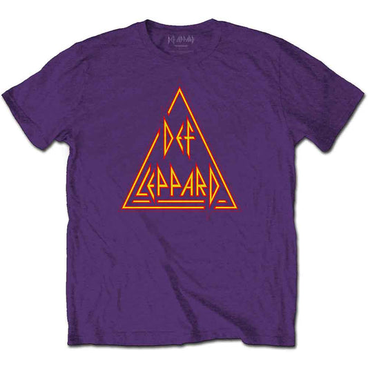 Def Leppard Classic Triangle Logo T Shirt Purple Officially Licensed