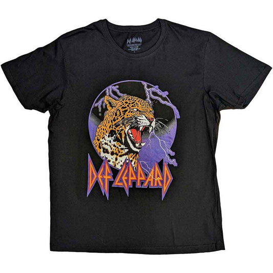 Def Leppard Lightning Leopard T Shirt Black Officially Licensed