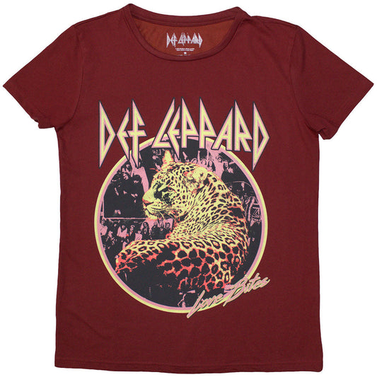 Def Leppard Love Bites Officially Licensed Womens T Shirt Red
