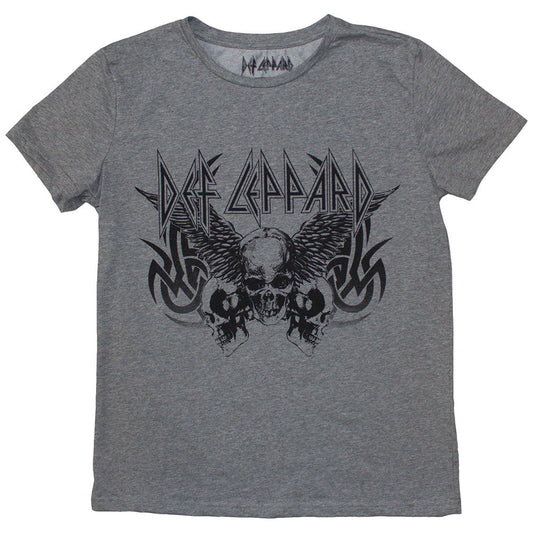 Def Leppard Tribal Skull Womens T Shirt Grey