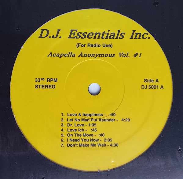 Acapella Anonymous Vol. #1  Vinyl Record