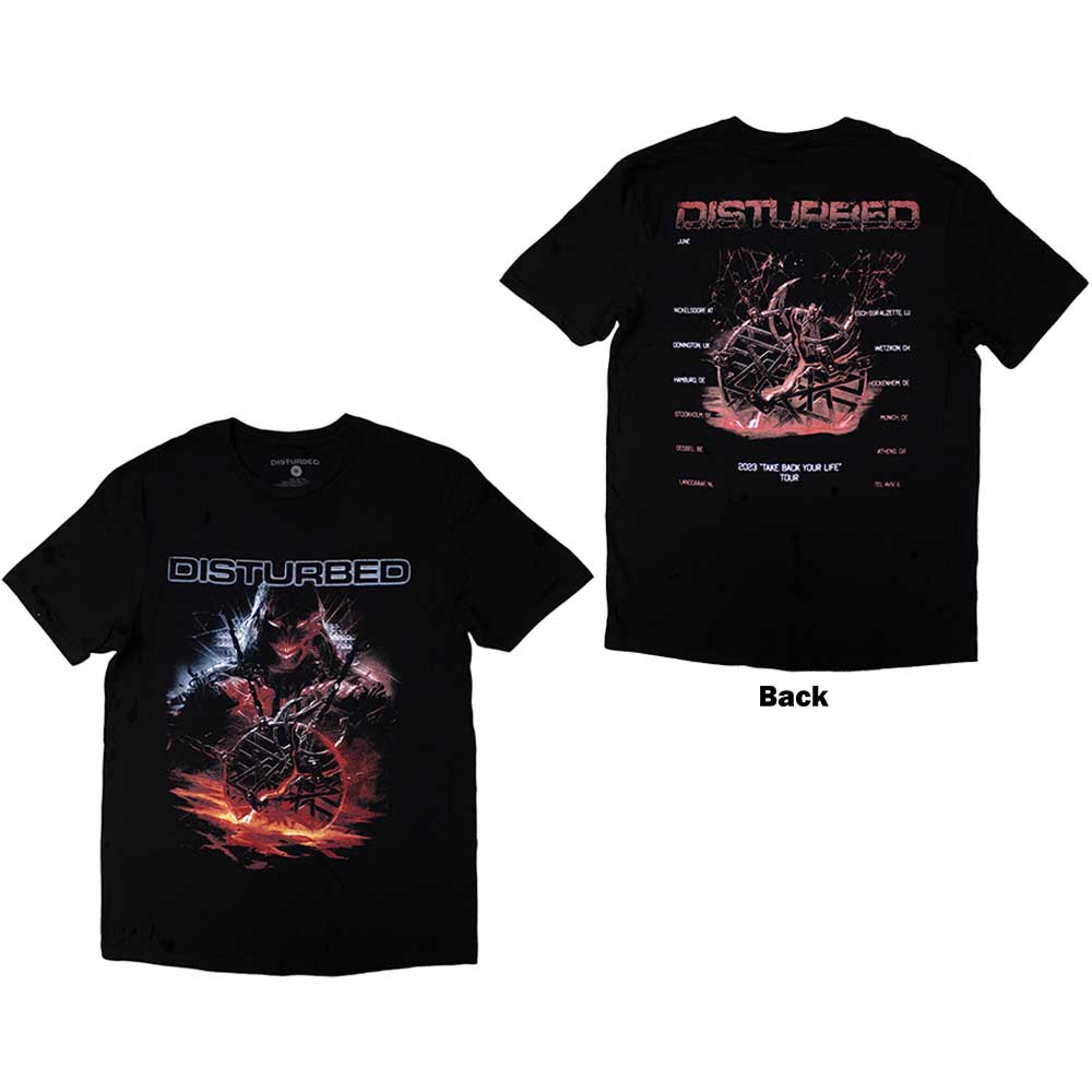 Disturbed European Tour '23 Medallion Mens T Shirt Officially Licensed