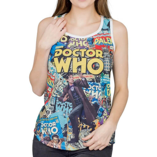 Doctor Who Comic Covers Racerback Tank