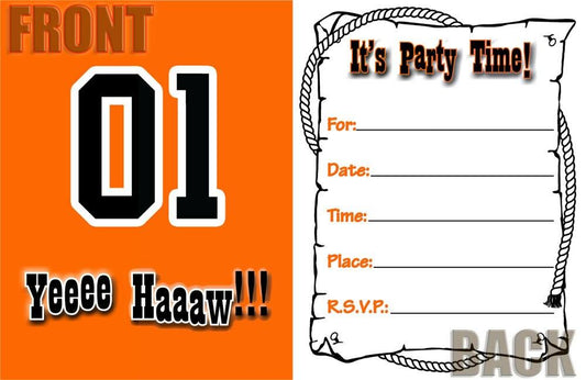 Dukes of Hazzard Party Invitations