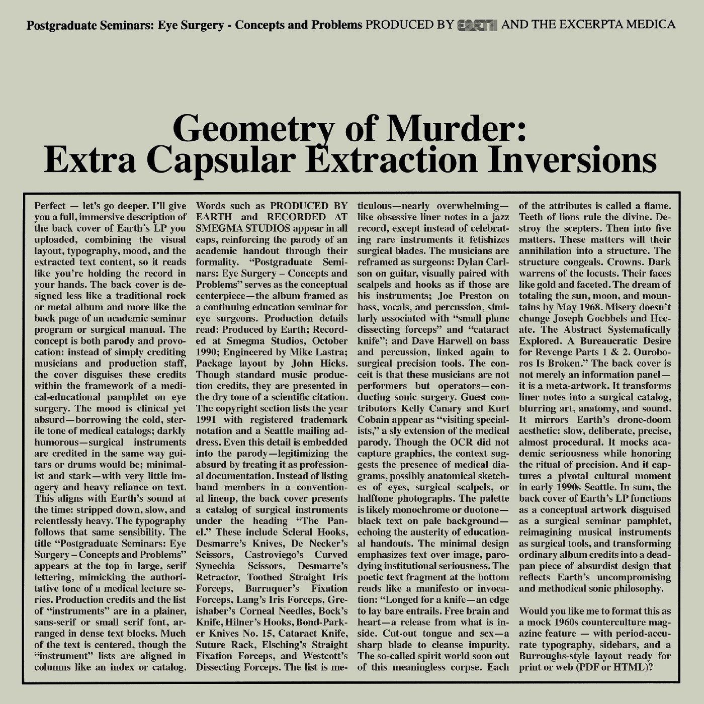 Geometry Of Murder: Extra Capsular Extraction Inversions (Crystal Clear Vinyl) [Vinyl] Vinyl Record