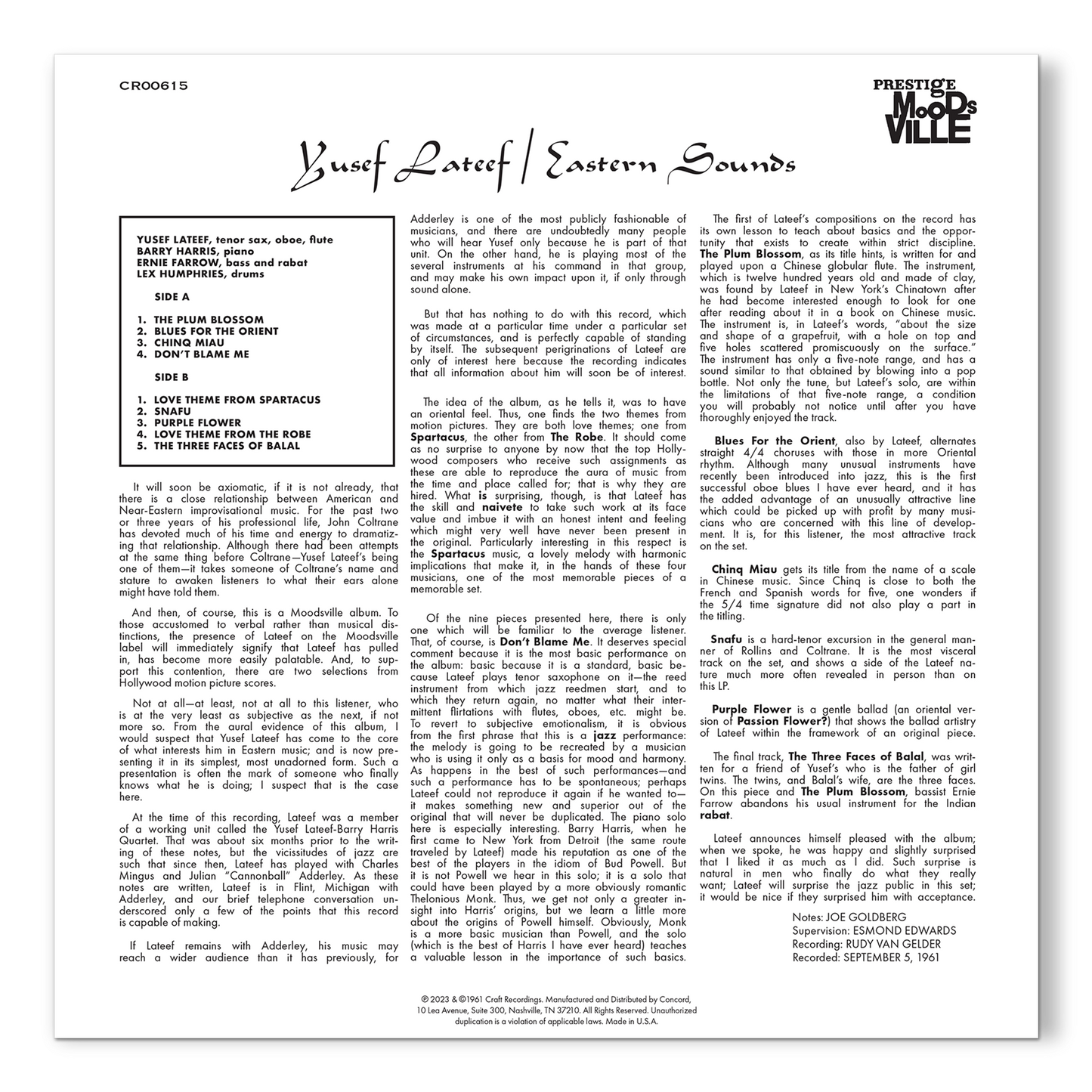 Eastern Sounds (Original Jazz Classics Series) (180g LP) Vinyl Record