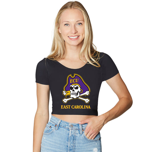 ECU Pirates Black Babydoll Womens Tee Shirt Officially Licensed