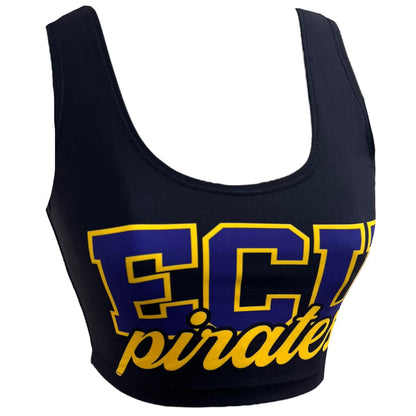 ECU Pirates Black Womens Crop Tank Top Top Officially Licensed
