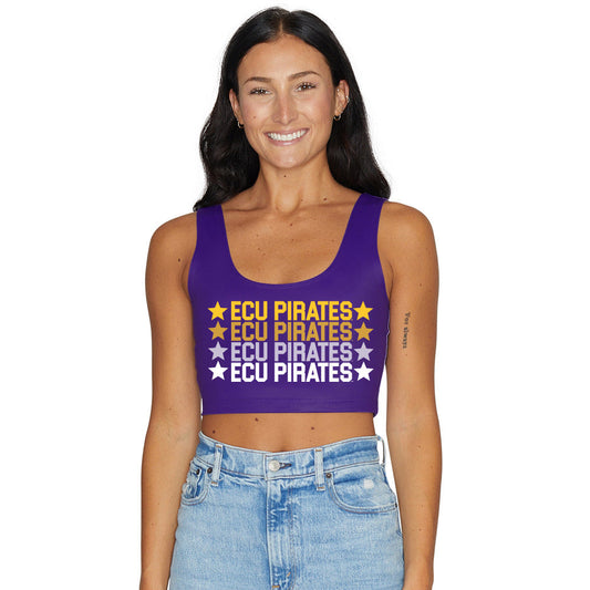 ECU Pirates Purple Womens Crop Tank Top Top Officially Licensed