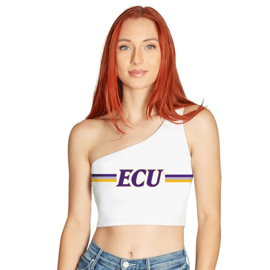 ECU Pirates White Womens One Shoulder Tank Top Officially Licensed