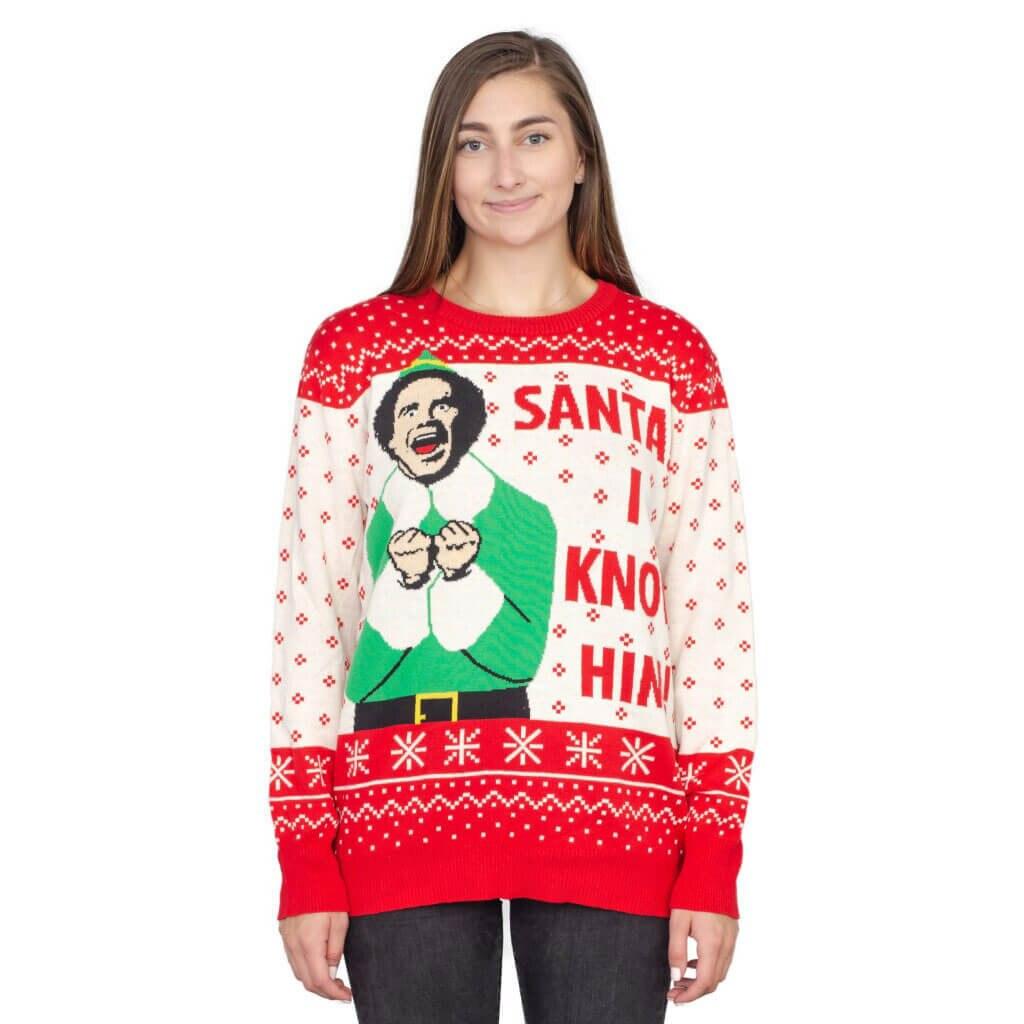 Elf Buddy Santa I Know Him Ugly Christmas Sweater