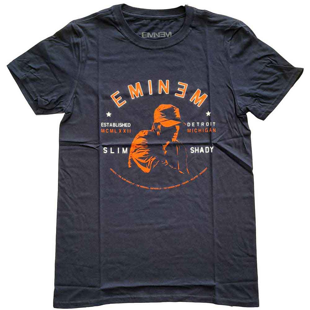 Eminem Detroit Portrait Mens T Shirt Navy Blue Officially Licensed