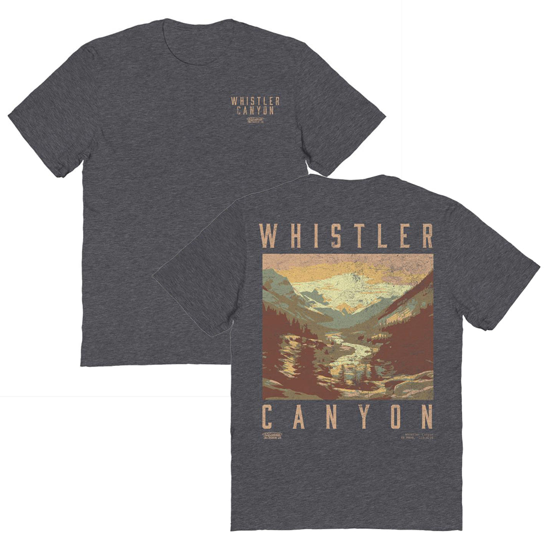 Skiing Whistler Dark Heather Front & Back Print T-Shirt Officially Licensed