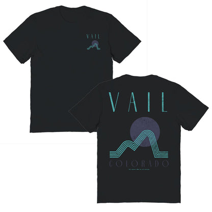 Skiing & Snowboarding Vail Front & Back Graphic Black T-Shirt Officially Licensed