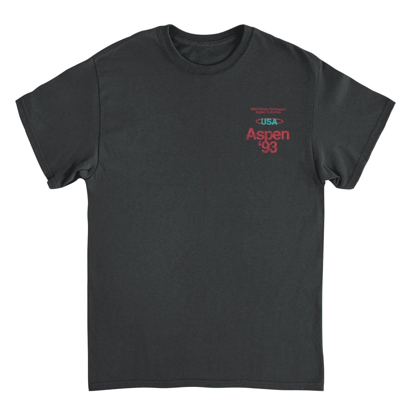 Ski Aspen '93 Front and Back Print Black T-Shirt Officially Licensed