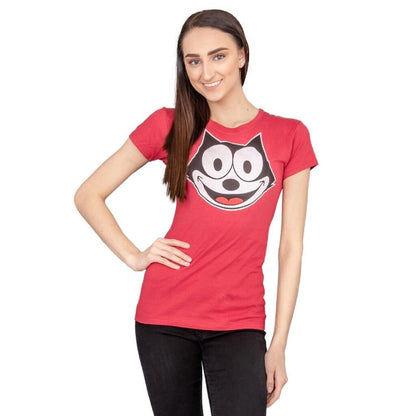 Felix the Cat Face Juniors Red T-shirt
