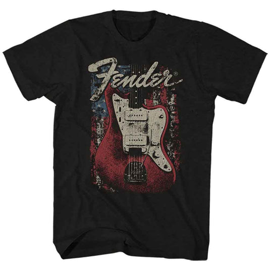 Fender Distressed Guitar T Shirt Black Officially Licensed